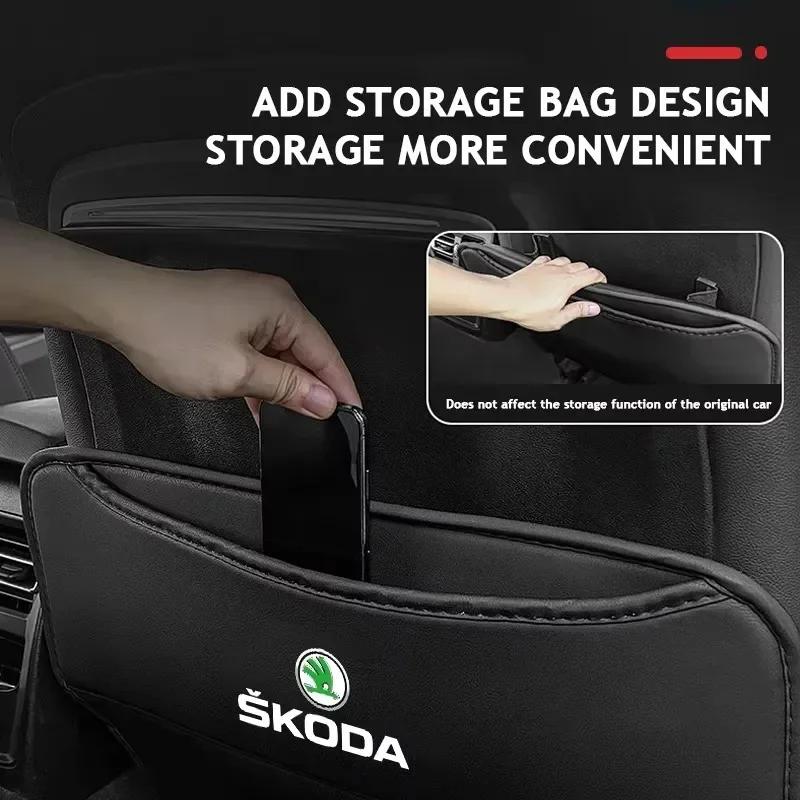 BATI3 Car Seat Anti-Kick Pad Back Anti-Dirt Protector Cover For Skoda Kodiaq Kamiq Karoq Fabia Yeti Octavia Rapid Scala Enyaq Superb