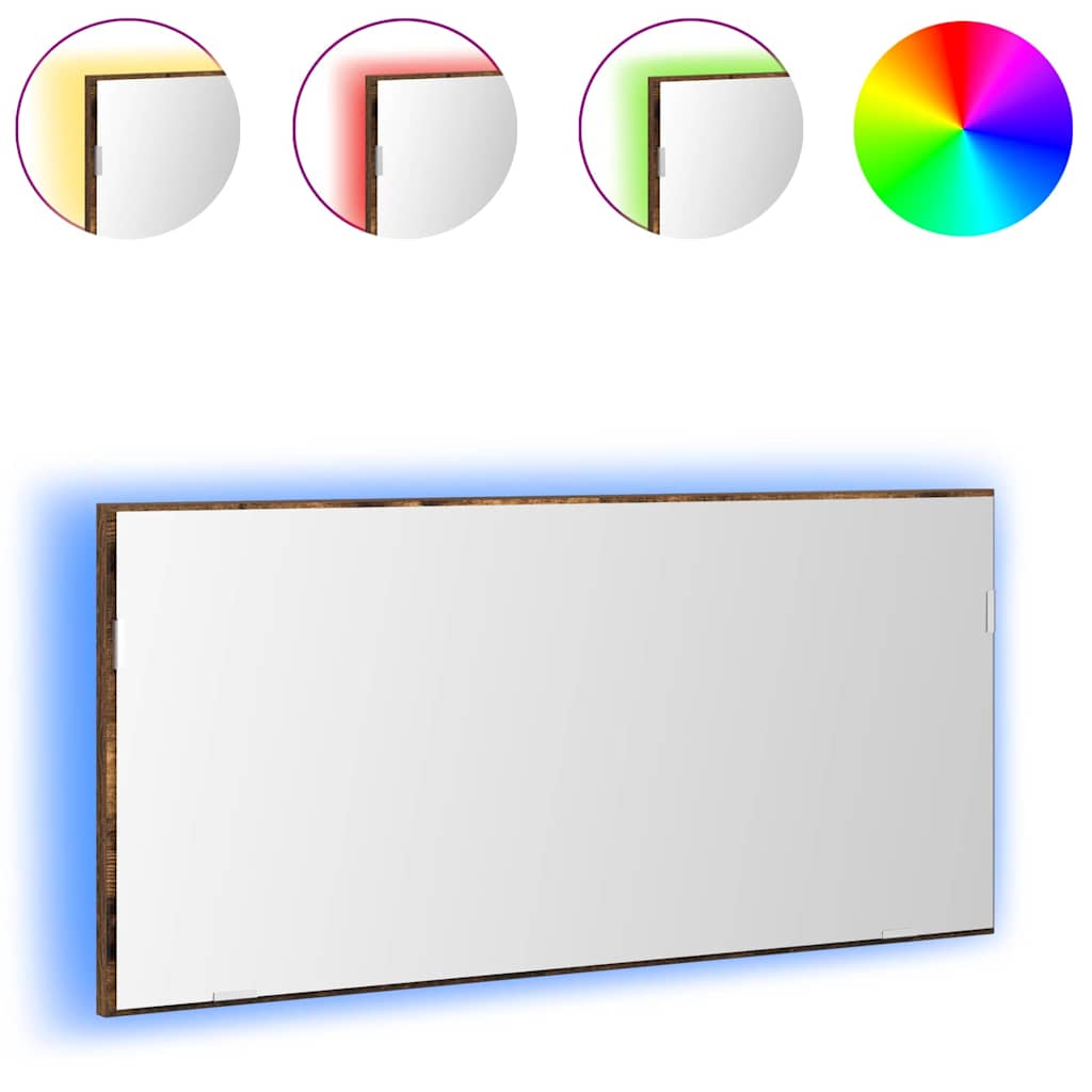 Wall Mounted Mirror in Brown 80 x 37 cm Glass and Engineered Wood
