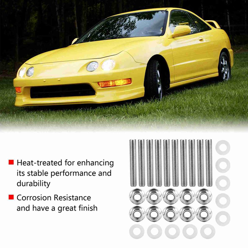 Stainless Steel Header Black Exhaust Manifold Head Stud Bolt Kit Bolts for Honda Acura