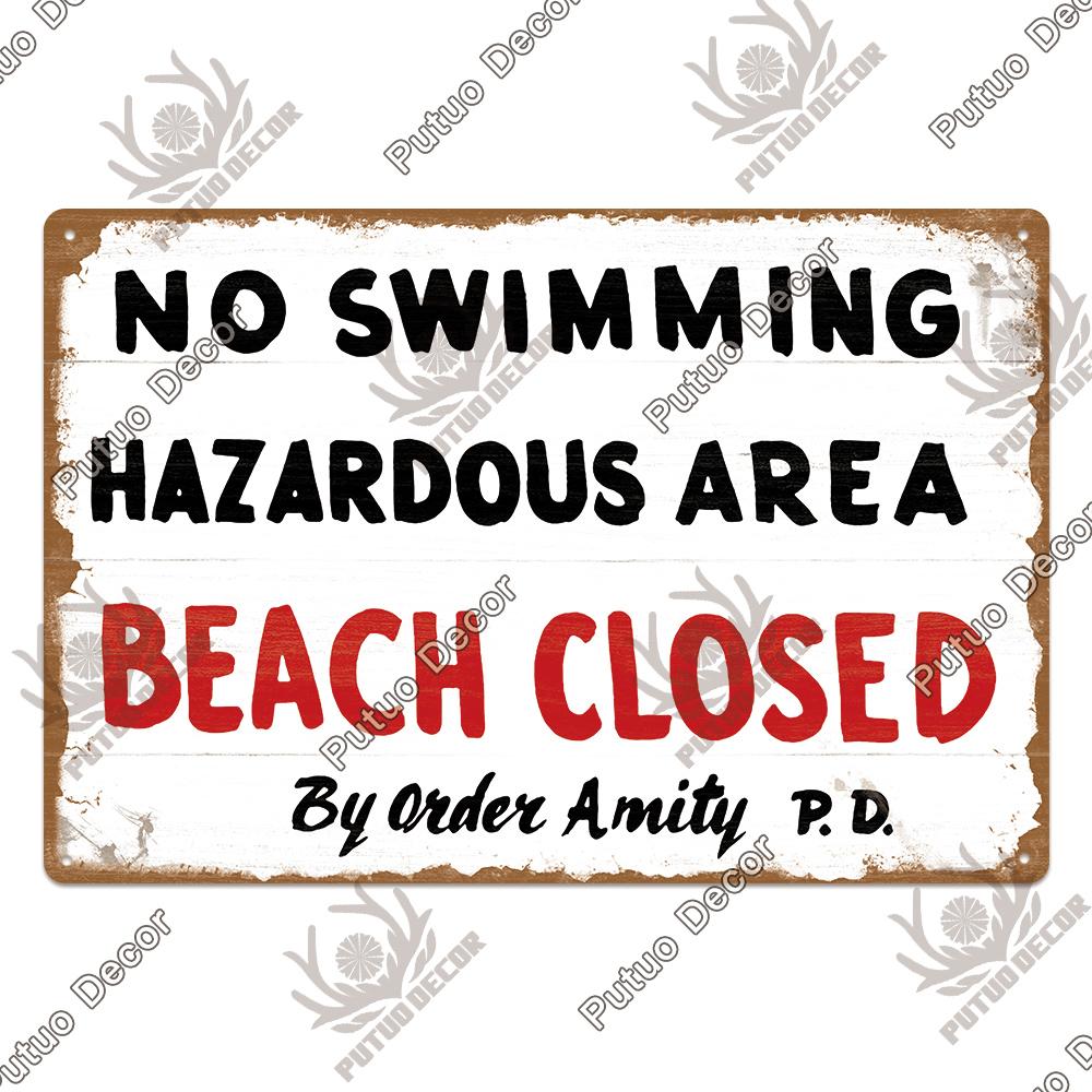 Putuo Decor Warning Vintage Metal Sign Plaque Metal Retro Tin Sign for Bar Club Park Backyard Home Man Cave Wall Decor