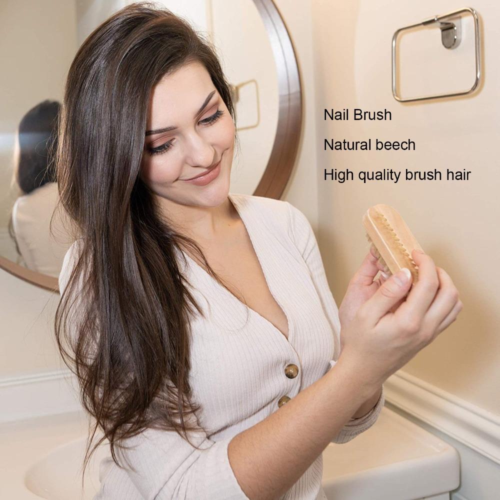 Dual-Sided Wide & Narrow Bristle Cuticle Cleaning Brush Daily Hand And Foot Nail Care