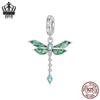 Avle Изысканный кулон в виде стрекозы: Серебро 925 пробы, Платиновое покрытие, DIY бижутерия из бусин.