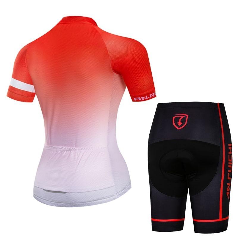 Летний комплект одежды для езды на велосипеде с коротким рукавом, градиент цвета, женские спортивные трикотажные костюмы, велосипедная одежда, костюм, гоночная велосипедная одежда, колготки