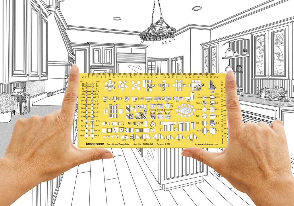 Traceease План дома, дизайн интерьера и шаблоны мебели для стола/раковины/дивана-инструменты для черчения-трафареты для мебели