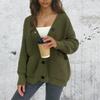 Женская мода однотонный вязаный кардиган с карманами на пуговицах пальто свитер