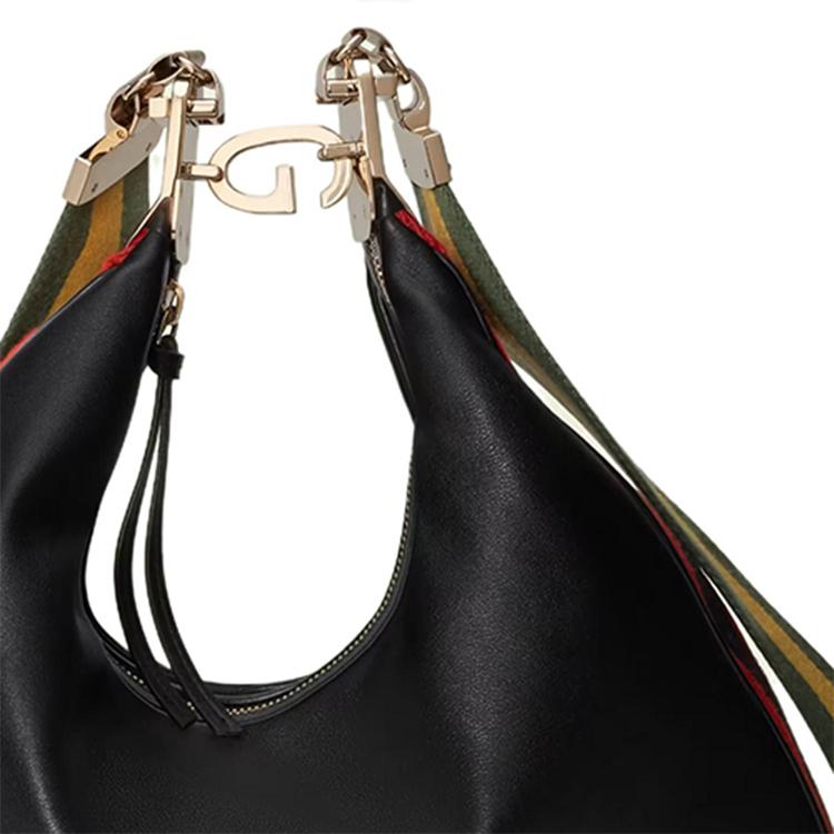 Gucci Attache Series Gold Hardware Detachable Woven Shoulder Strap Leather Crossbody Bag Large Women bags Black 702823-UXWBG-1037