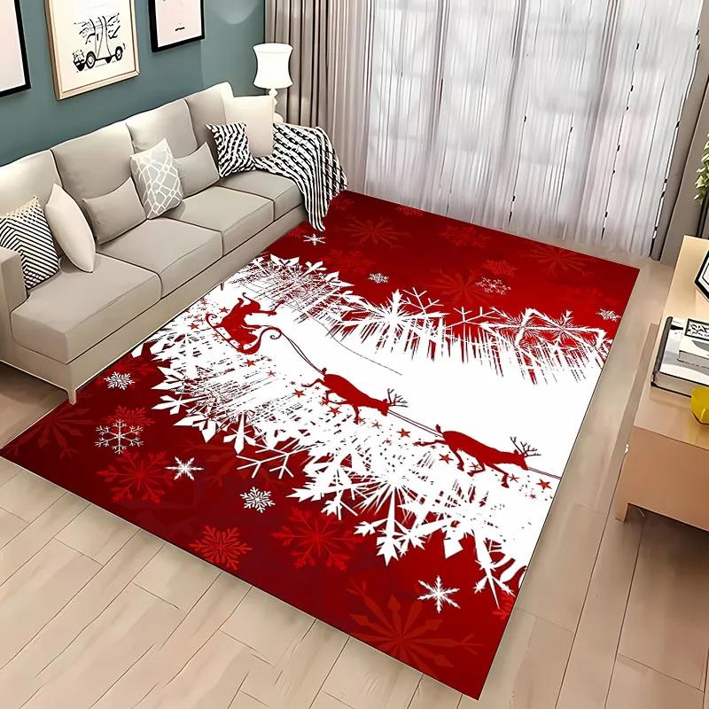 Christmas Theme Soft Carpet, Living Room Bedroom Home Decor Carpet Garden Lawn Carpet Kitchen Kids Bedroom Mat New Year Present