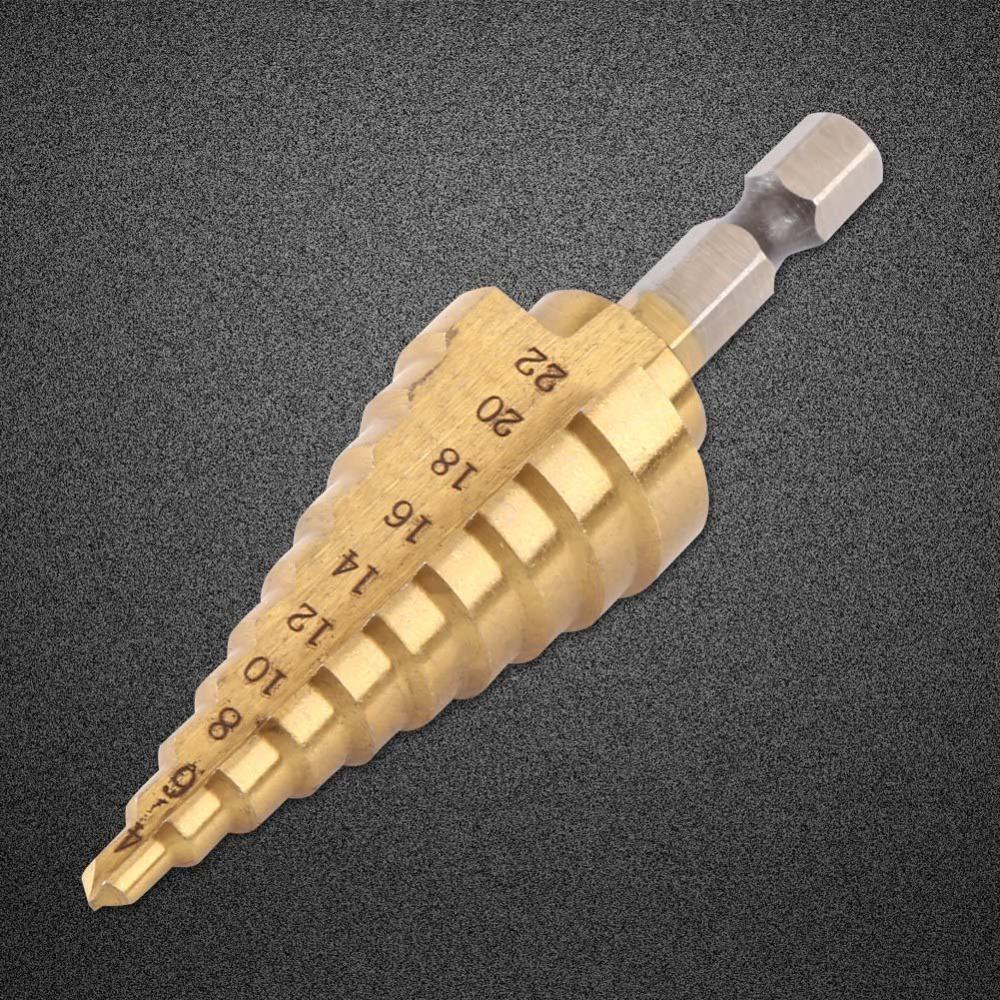 Hex Shank Hole Cutter Titanium Coated Step Drill Bit Set Durable Cone Bits  Wood