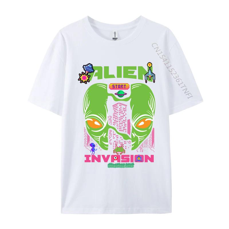 Brand Unisex T Shirt Printed Customized Top Tshirts Alien invasion retro T Shirts Round Collar Free Shipping