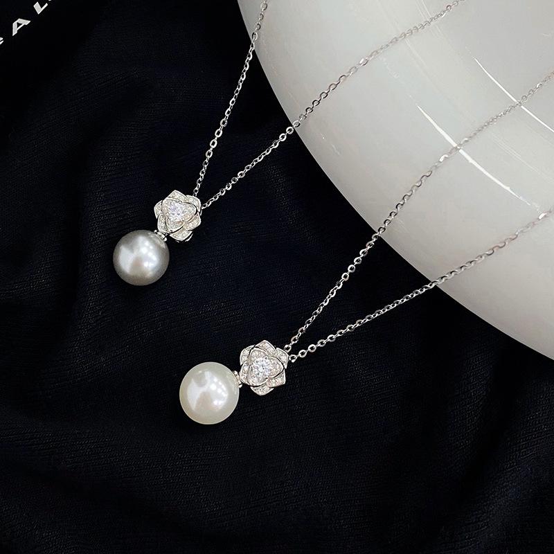 Light Luxury Diamond Flower Pearl Series Set Earrings for Women Simple and Exquisite Temperament Clavicle Chain