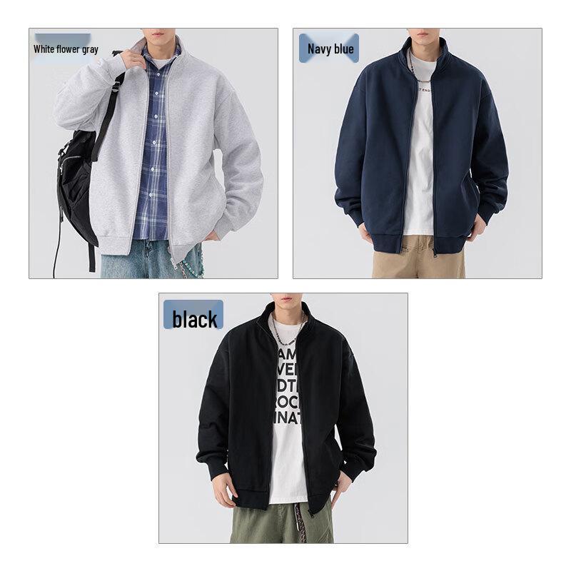 JEANSWEST Men's Casual Stand-Collar Cardigan Sweatshirt