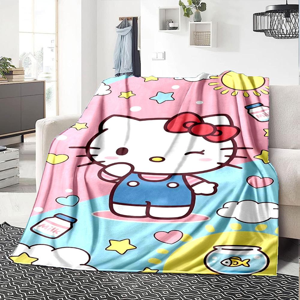 1 шт. Молочное одеяло Hello Kitty Легкое фланелевое покрывало для дивана, кровати, путешествий, кемпинга, гостиной, офиса, кресла