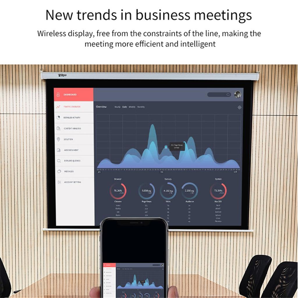 Portrable Wireless Display Adapter WiFi 1080P- Mobile Screen Mirroring Receiver Dongle with Build-in WiFi Antenna ABS