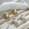 Premium matte temperament versatile Mobius ring pearl stud earrings 1011 new elegant simple exquisite earrings
