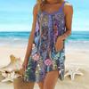 Beach Wear Mini Dress Print Trendy Graffiti Loose Skirt Casual Modern Dress Sleeveless Loose Fit Outdoor Daily Summer