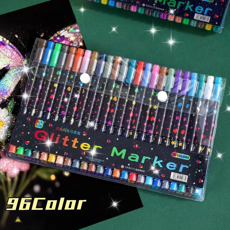 Double-Ended Glitter Acrylic Markers, Double-Sided Glitter Paint Pens For Glass, Fabric, Canvas, Diy Crafts, Card Making,