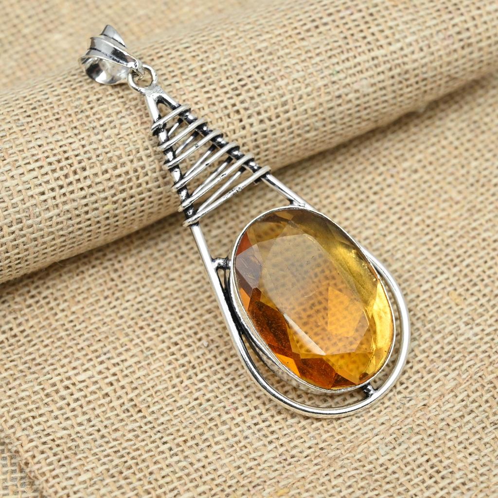 Цитрин драгоценный камень стерлингового серебра 925 пробы ручной работы овальной формы ювелирный кулон для подарков