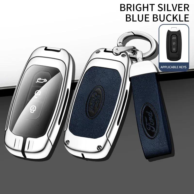 Car Sticker Hot For Ford Zinc Alloy Car Key Case Cover Shell Fob Accessories For Ford Territory EV EcoBoost S350 Yuhoo 7 8 Trans