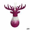 Christmas Bauble Reindeer Fuchsia Plastic Glitter 13.5 X 15.5 X 7 Cm (24 Units)