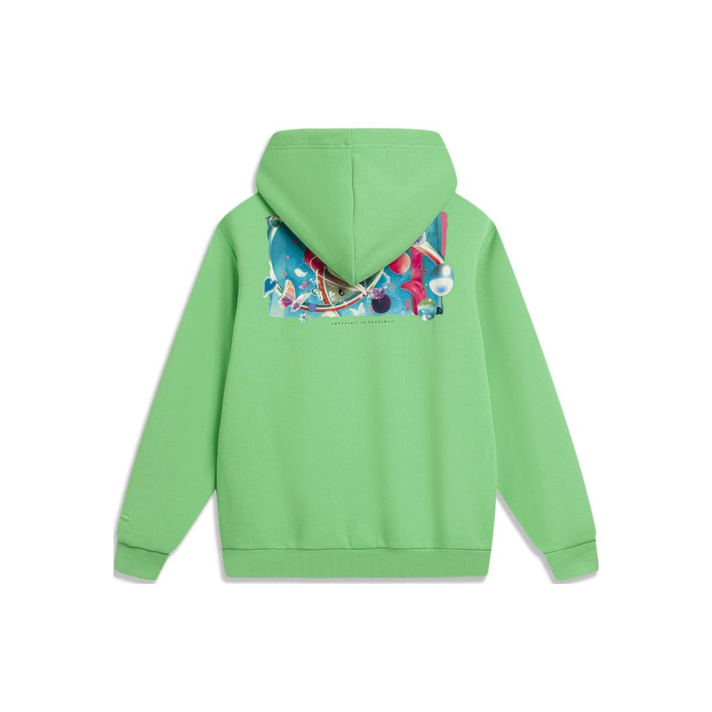 Li-Ning Спортивная серия Lifestyle хлопок полиэстер с принтом букв узор с капюшоном свитер свитшот мужской свитшот Secret-Green AWDU023-4