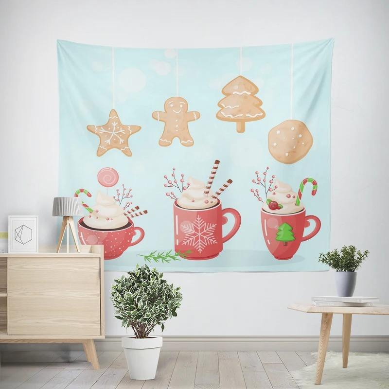 Рождество Новый год Конфеты Кофе Узор Гостиная Спальня Декоративный Гобелен