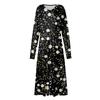 Women's  Casual Fashion V-Neck Long Sleeve Floral Print Long Dress