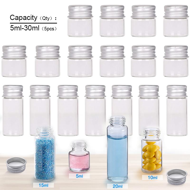 5мл 6мл 7мл 15мл 25мл Пустые стеклянные бутылки Пустые банки для бутылок с винтовой крышкой