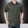 Summer Men Short Sleeve Shirt Streetwear Fashion Lapel Business Plaid Casual Tops Plus Size