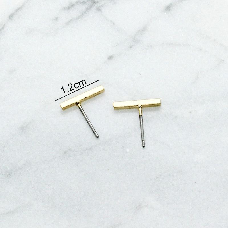 Trendy Bar Shape Women's Small Earrings Mini Ear Jewelry Gold Silver Vertical Bar Simple Design Stud Earrings