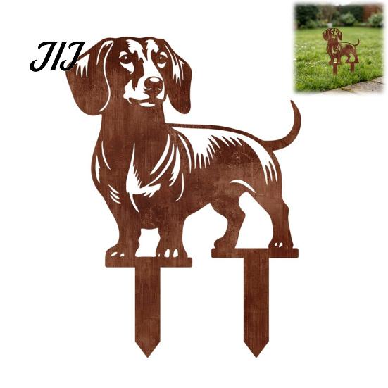 Dachshund Garden Stake Metal Stake, Rusty Animal Silhouette Decorative Yard Dog Decor Art for Outside Lawn, Pathway, Patio, Flower Bed Rustic Sign