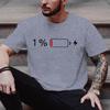 Unisex Crew Neck Low Battery One Percent Print Short Sleeve Cotton Tee Casual Summer Streetwear Loose Basic Daily Outdoor Wear Top