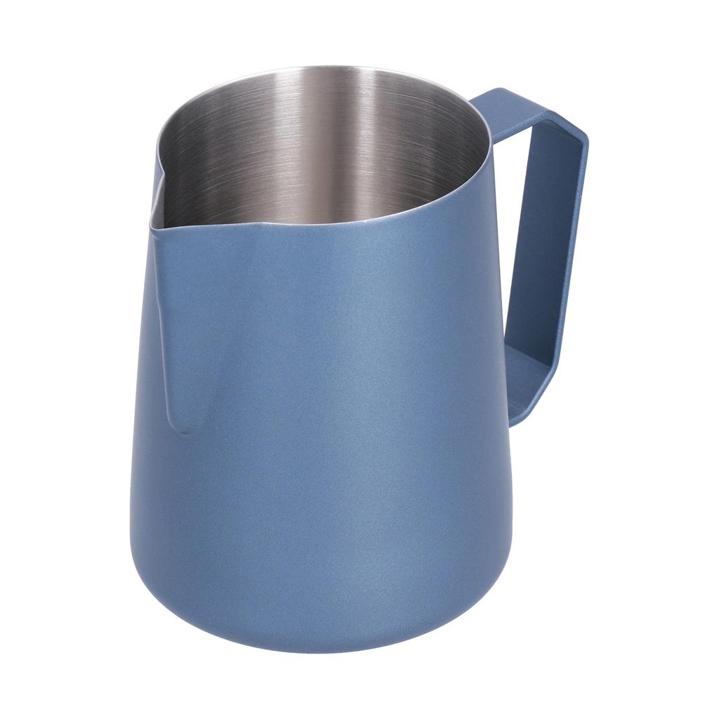 Latte Cup Pointed Spout 304 Stainless Steel Durable Milk Frothing Pitcher with Angled HandleBlue 600ml(without Label)