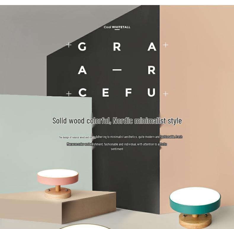 Современный минималистичный потолочный светильник макарон для коридоров, прихожих и балконов с дизайном из массива дерева