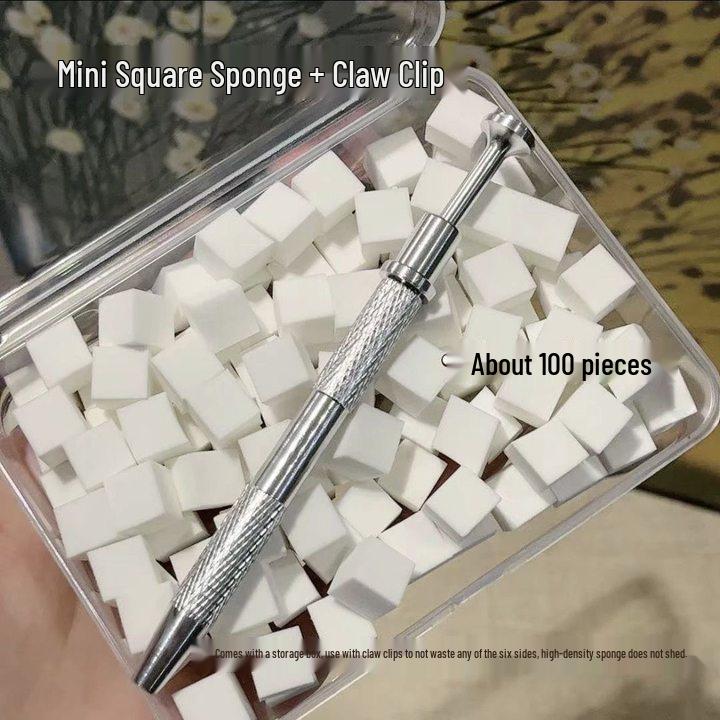 Nail Art Sponge High Density Tofu Block Blending Blush Tool with Clip