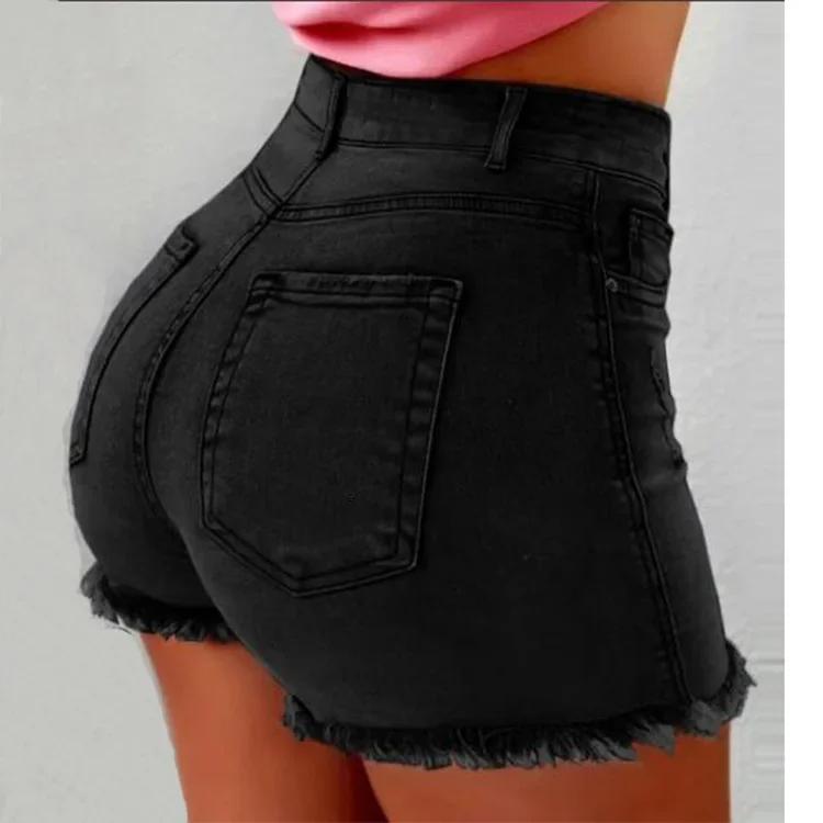 High Waist Short Pants Women's Jeans Available In Multiple Colors Women's Denim Stretch Shorts Stretch Tassel Distressed