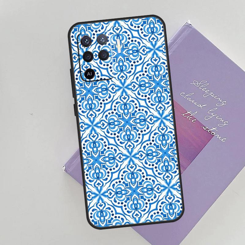 Blue And White Porcelain Case For Oppo A15 A16 A17 A52 A72 A76 A96 A74 A94 A53 A54S A57S A58 A78 A98 A77 Phone Cover