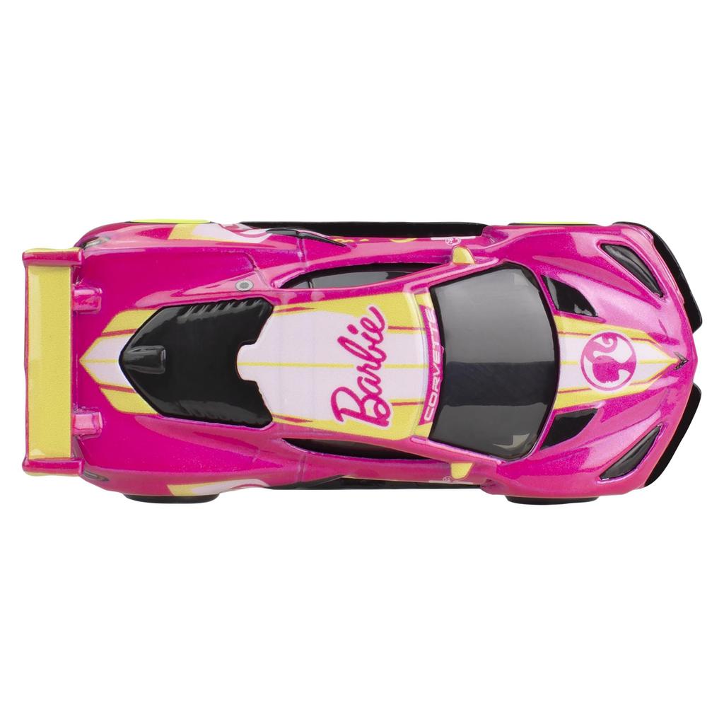 Hot Wheels Pop Culture Barbie 65th Anniversary Corvette Vehicle Toy Mini Car Ages 3 and Up Pink HVJ51 - C8.R
