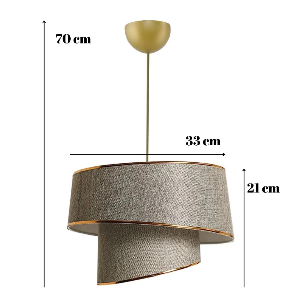 Style Asymmetric Cake Chandelier Sand Beige Fabric Gold Strip Bedroom Living Room Pendant Lamp
