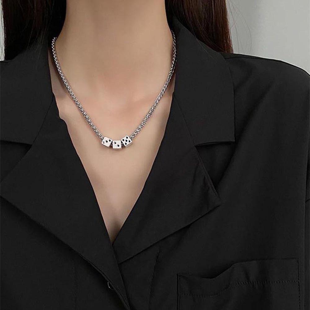 Chain Night Club Hiphop Women Punk Necklaces Korean Clavicle Choker Men Necklaces Dices Pendant