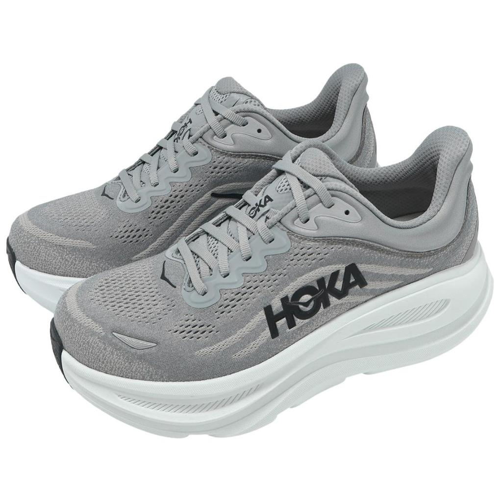 HOKA One One Bondi 9 Амортизация Дышащая Поддержка Легкие Повседневные Кроссовки для Бега на Длинные Дистанции Унисекс Серый 1162015-GCTC