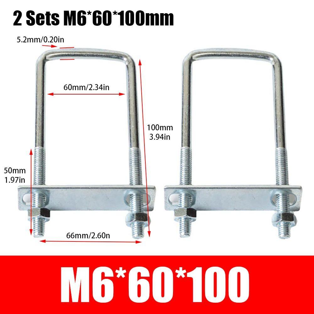 2Sets With Baffle Pipe U-clamp Iron Squa Bolt New Square Clamp