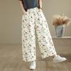 2025 New Plus Size Summer Basic Elastic Jeans Pants Women Loose Denim Trousers Big Casual Floral Pants