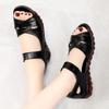 Summer New Real Soft Leather Middle-aged and Elderly Sandals Women's Flat Non-slip Velcro Mother Shoes Flat Heel Large Size Women's Shoes
