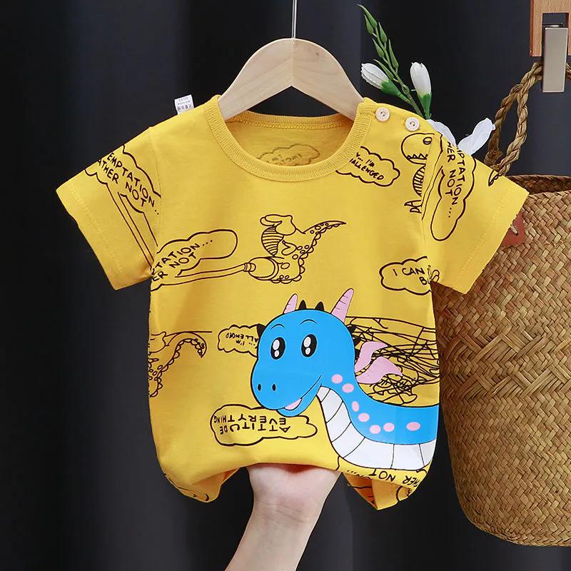 Summer Kids Cute Printing T Shirts Short Sleeve Tops Korean Style O-neck Loose T Shirts for Children Girls and Boys