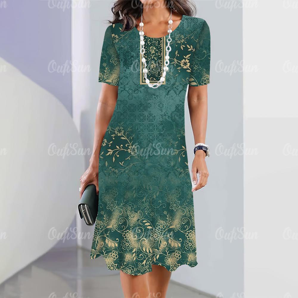 Новые женские платья с цветочным 3D-принтом, элегантные повседневные платья с коротким рукавом, модные винтажные платья больших размеров Y2k