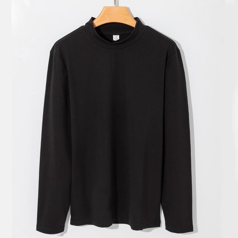 Мужская одежда 265 г мерсеризованный хлопок полуводолазка белая футболка с круглым вырезом базовая рубашка с длинными рукавами из синьцзянского хлопка