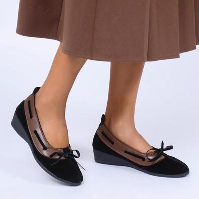 Модные французские ретро туфли-балетки с украшением в виде бантика, женские, осень 2025, с круглым носком, на танкетке, удобные, с мягкой подошвой, на низком каблуке