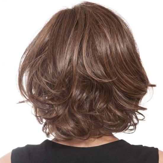 Женские короткие вьющиеся парики с частичной прической, естественный вид, парики из высокотемпературного шелкового волоса, долговечный модный пушистый парик коричневого цвета
