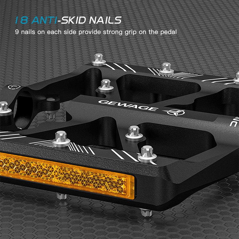 GEWAGE Bike Pedals Aluminum Alloy Bicycle Pedals w Reflectors Mountain Bike Pedals Non-Slip Cycle Pedals Platform mtb accessory