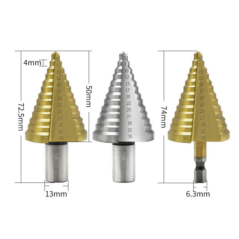 5-35Mm Hss High Speed Steel Step Drill Bit Ideal For Wood & Metal Drilling Industrial Reamer Tool Accessories